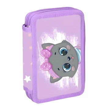 Spirit: Kitty cicás kétszintes töltött tolltartó 28 db-os 13x6x19,5cm
