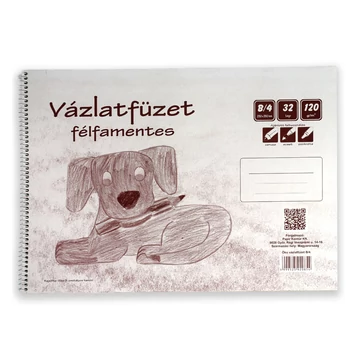 Félfamentes spirálos vázlatfüzet B/4 32 lapos, 120g