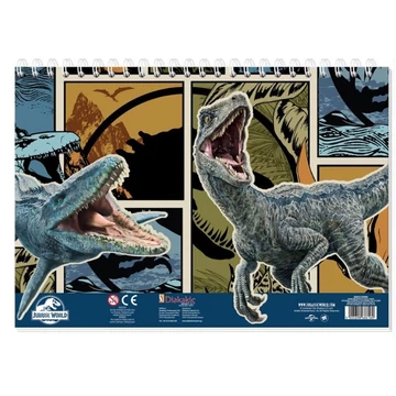 Jurassic World kreatív színezhető vázlatfüzet matricákkal és sablonnal több változatban