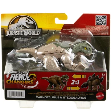 Jurassic World: Fierce Changers - Carnotaurus & Stegosaurus átalakítható dinoszaurusz játékfigura - Mattel