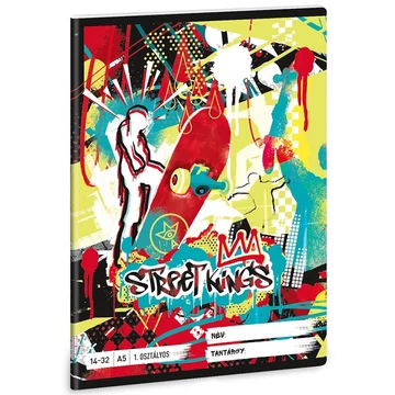 Ars Una: Street Kings gördeszkás 1.osztályos vonalas füzet A/5