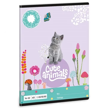 Ars Una: Cute Animals - Kitten cicás 2.osztályos vonalas füzet A/5