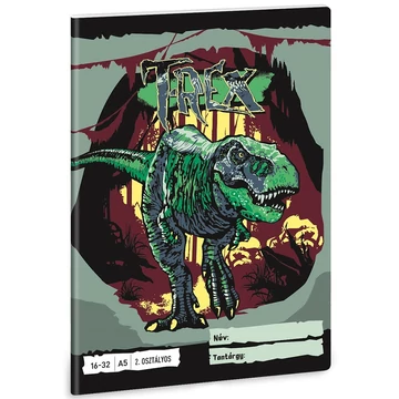 Ars Una: T-Rex dinoszauruszos 2.osztályos vonalas füzet A/5
