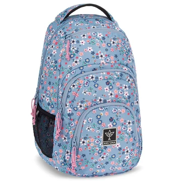 Ars Una: Peald Blossom Blue virágos AU-2 iskolatáska, hátizsák 32x46x22cm