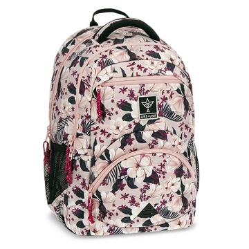 Ars Una: Flowery Pink virágos ergonomikus iskolatáska, hátizsák 33x45x24cm