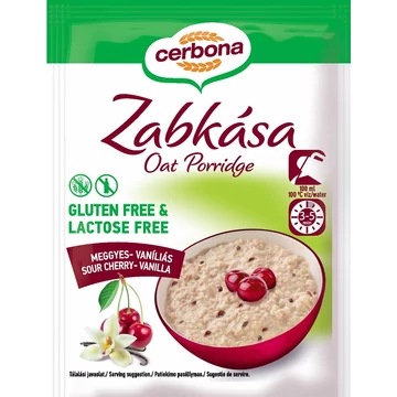 Cerbona glutén- és laktózmentes zabkása meggy-vanília ízben 50g