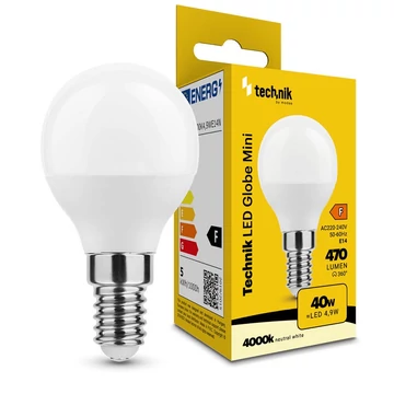 Technik LED mini gömb izzó E14 4,9W 4000K