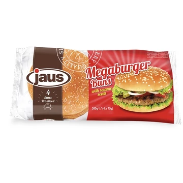 Jaus szezámmagos mega hamburger zsemle 4db-os kiszerelésben 300g