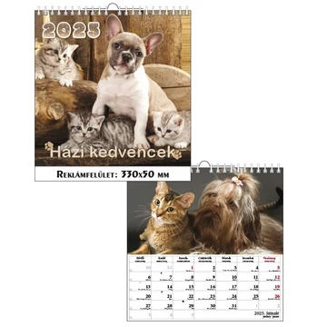 T-Calendar házi kedvencek spirálozott falinaptár 33x33cm 2025