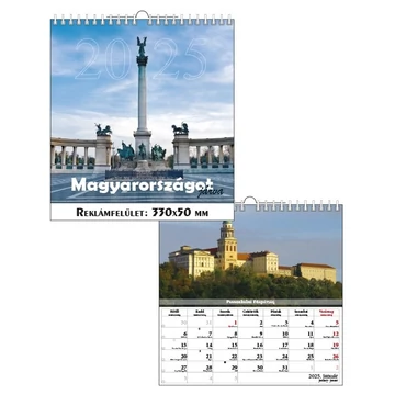 T-Calendar Magyarországot járva spirálozott falinaptár 33x33cm 2025