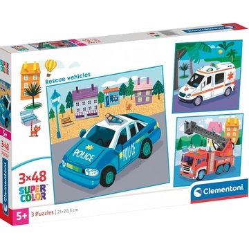 Mentőjárművek 3x48db-os Supercolor puzzle - Clementoni