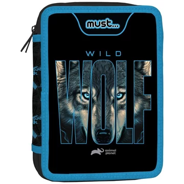 Must: Animal Planet - Wild Wolf kétszintes töltött tolltartó 15x21x5cm