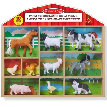Farm állatai 10db-os figura szett fa tárolóban - Melissa & Doug