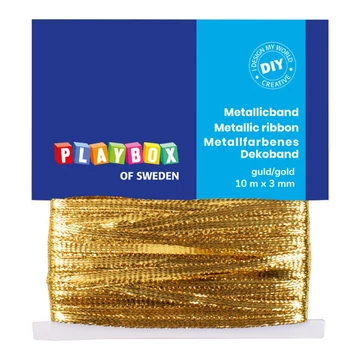 PlayBox: Ezüst színű, fémes díszszalag 10m x 3mm