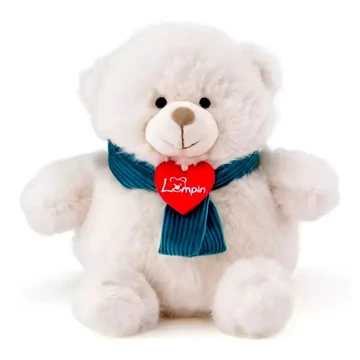 Teddy fehér plüss maci kék sállal 18cm - Lumpin