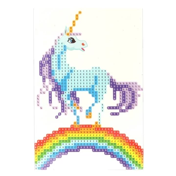 Gyémántszemes kirakó: Unikornis szivárványon gyémántfestő szett 10x15cm
