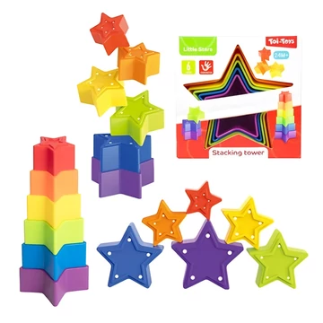 Little Stars: Színes csillag formájú toronyépítő bébijáték