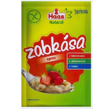 Haas Natural zabkása 50g epres gm,lm,vegán