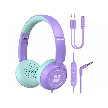 New Bee KH18-PU Gyermek hallásvédő fejhallgató + mikrofon - Lila