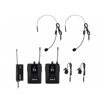 Vonyx WM552B Vezeték nélküli mikrofon szett (2 db CSÍPTETŐS + 2 db FEJ mikrofon)