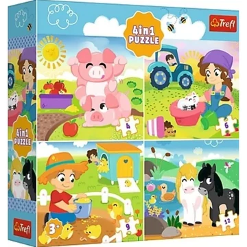 Élet a farmon 4 az 1-ben 12-9-6-4db-os puzzle - Trefl