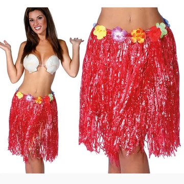 Farsangi hawaii szoknya piros színben 55cm