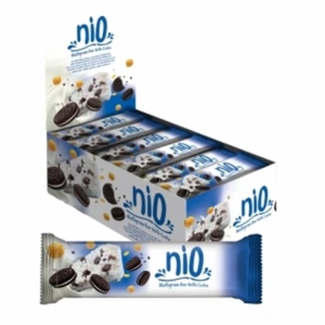 NIO Milky Gabonapehely szelet kakós kekszel fehér bevonó talppal 23g