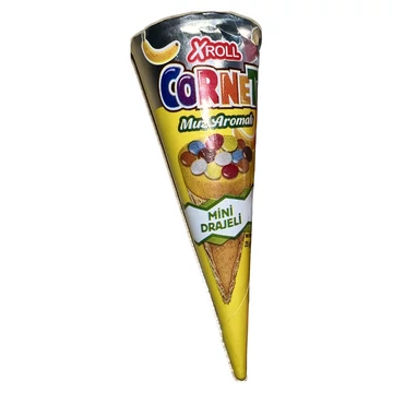 Xroll cornet cukordrazsés ostyatölcsér banán ízű krémmel töltve 24x25g