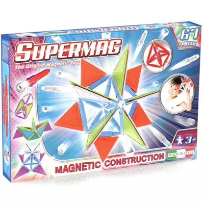 Supermag: 67db-os pasztell színű mágneses építőjáték szett panelekkel
