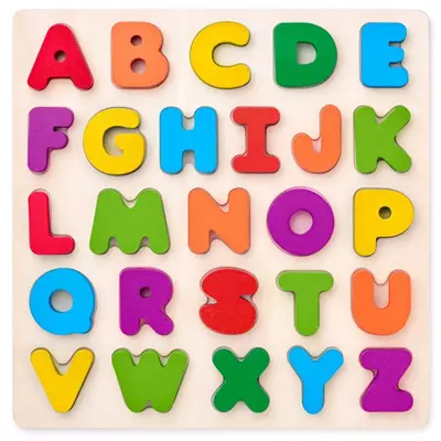Színes betűk fa formapuzzle 26db-os - Woodyland