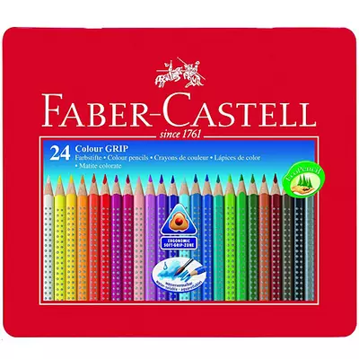 Háromszög alakú színes ceruza szett fém dobozban 24db - Faber-Castell