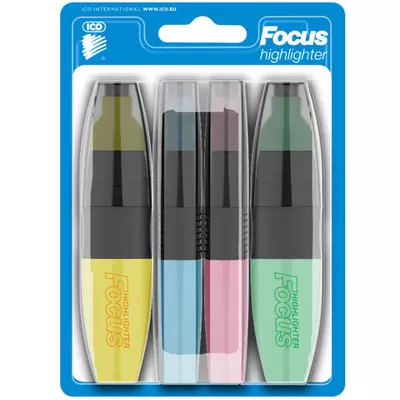 ICO: Focus pasztell színű szövegkiemelő filc 4 db-os szett
