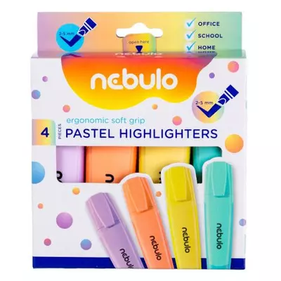 Nebulo: Pasztell színű szövegkiemelő készlet 4db-os szett