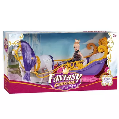 Fantasy Carriage Mesés nyitott hintó lóval és babával