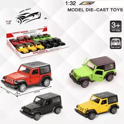 Jeep Wrangler hátrahúzható fém autómodell több változatban 1/32