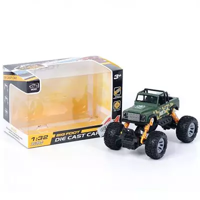 Off-Road hátrahúzós zöld terepjáró 1/32