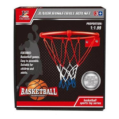 Fém kosárlabda gyűrű szett színes hálóval, labdával és pumpával 22cm-es