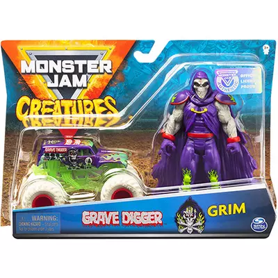 Monster Jam: Grave Digger kisautó és Grim figura - Spin Master