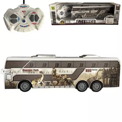 RC Távirányítós Jurassic City Busz fénnyel 27MHz 1/32-es méretarány 25cm