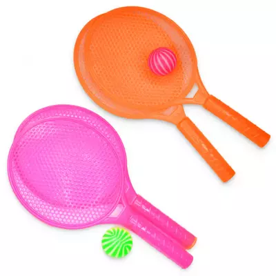 Neon színű strand tenisz szett labdával kétféle változatban 