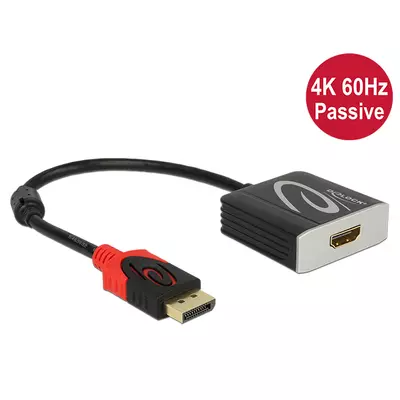 Delock Adapter Displayport 1.2-dugós csatlakozó > HDMI-csatlakozóhüvely 4K 60 Hz passzív fekete