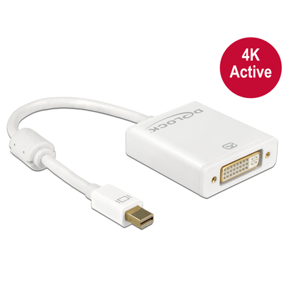Delock Adapter mini Displayport 1.2-dugós csatlakozó > DVI-csatlakozóhüvely 4K aktív, fehér