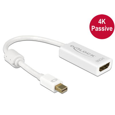 Delock Adapter mini Displayport 1.2-dugós csatlakozó > HDMI-csatlakozóhüvely 4K passzív, 20cm, fehér