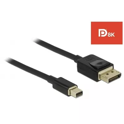 Delock Mini DisplayPort a DisplayPort-kábel 8K 60 Hz 2 m DP 8K tanúsítvánnyal