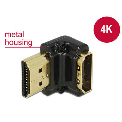 Delock adapter Gyors-sebességű HDMI Ethernettel - HDMI-A anya > HDMI-A apa 4K 90 fokos lefele fekete