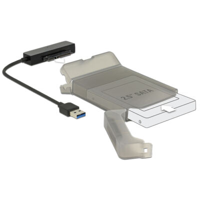Delock Átalakító USB 3.0-s, A-típusú csatlakozódugó > SATA 6 Gb/s 22 tűs, 2.5-os védőburkolattal