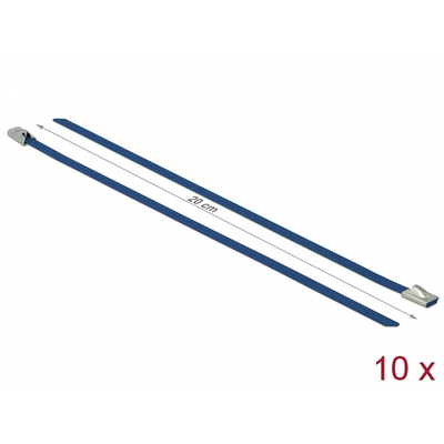 Delock Rozsdamentes Acél Kábelkötegek Hossza 200 x Szélesség 4,6 mm kék 10 db.