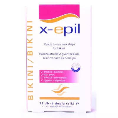 X-Epil használatra kész szőrtelenítő gyantacsík - bikini, hónalj 12db