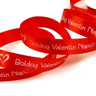 "Boldog Valentin Napot!" feliratú piros ripsz szalag 20mmx20m DP20-01