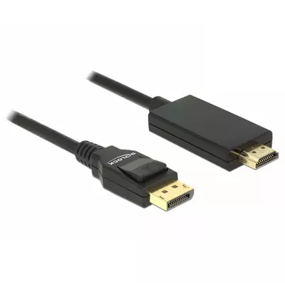 Delock Kábel Displayport 1.2 dugó > High Speed HDMI-A dugó passzív 4K 1 m fekete